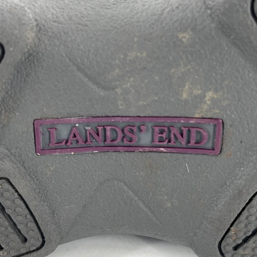 Lands End Snow Boots Suede Leather‎ Calf Womens 7 B Purple Quilted Fleece Lined